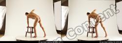 Nude Man White Sitting poses - simple Athletic Short Brown Sitting poses - ALL 3D Stereoscopic poses Realistic